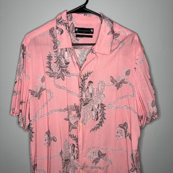 All Saints Relaxed Fit Pink Resort Shirt - Picture 1 of 6